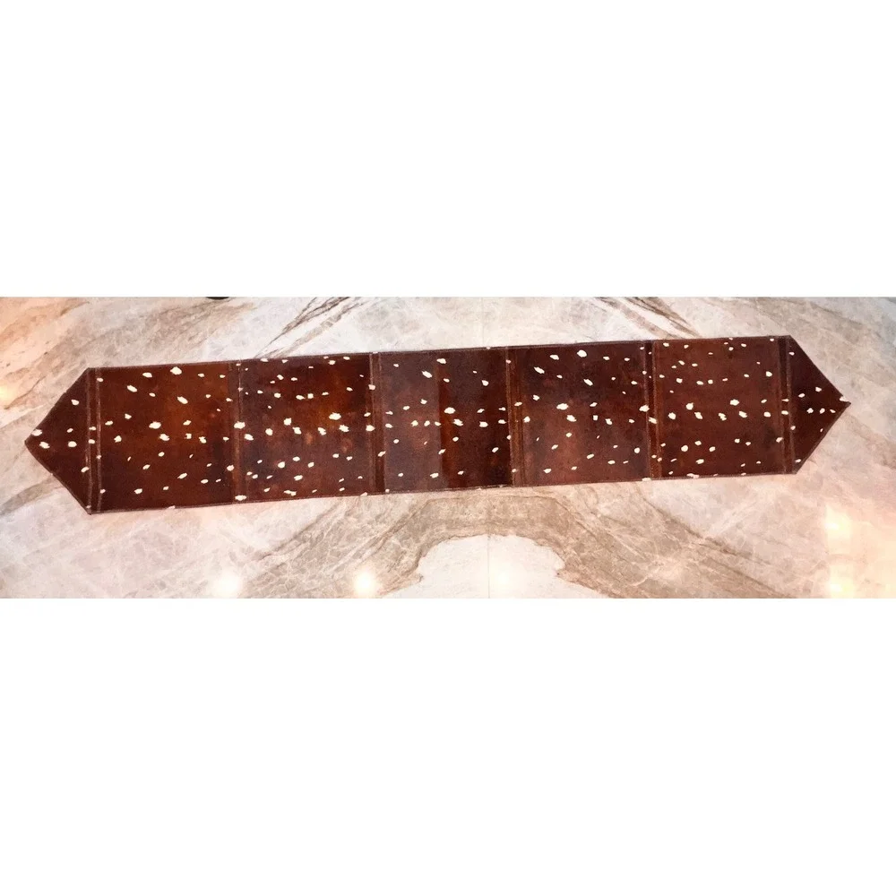 Luxury Cowhide Hair On Hide Leather Table Runner Made In Brazil, NWT